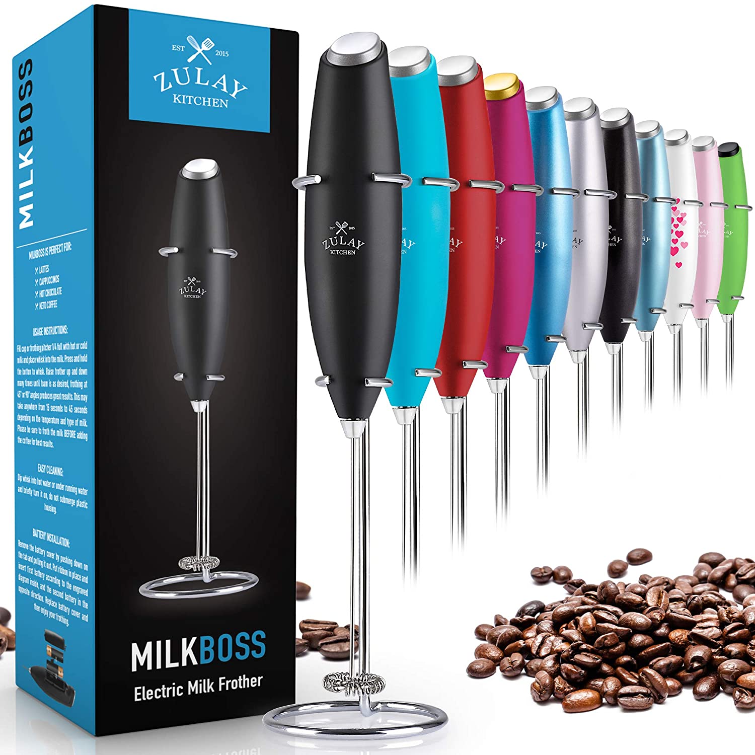 Zulay Milk Frother Handheld Battery Operated Foam Maker Image